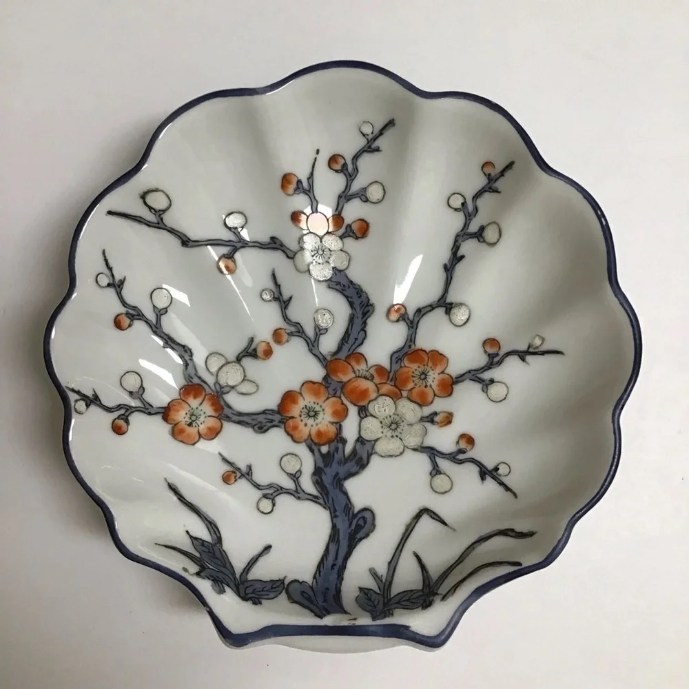 Nora Fenton Cherry Blossoms Shell Dish Hand Decorated Hong Kong Japan Trinket - Picture 4 of 11